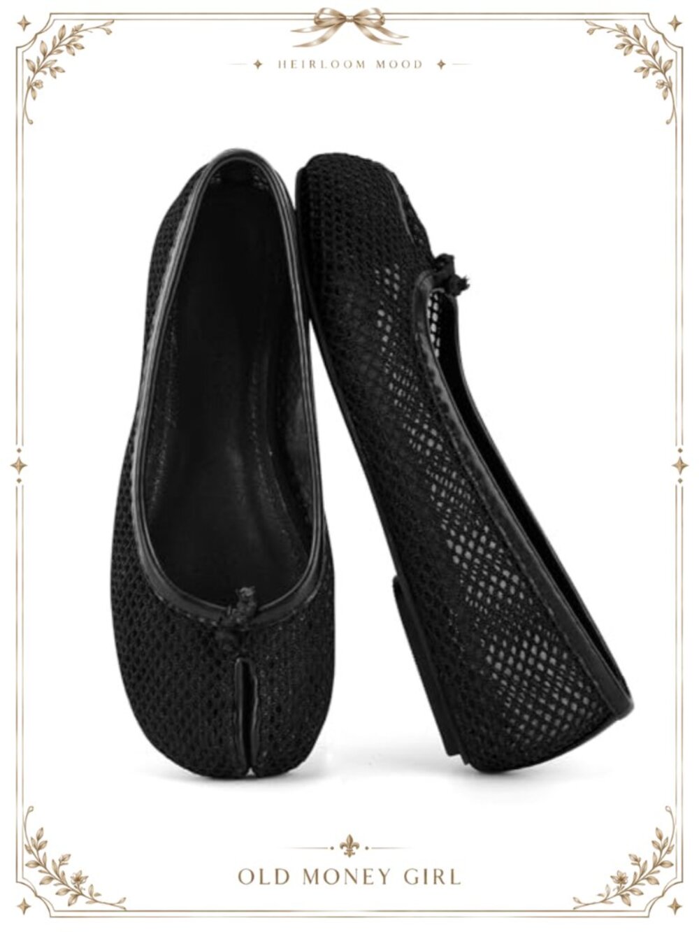 Women's Tabi Ballet Flats Split Toe Mesh Slip-On Low Heel Comfortable